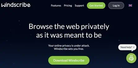 Windscribe homepage